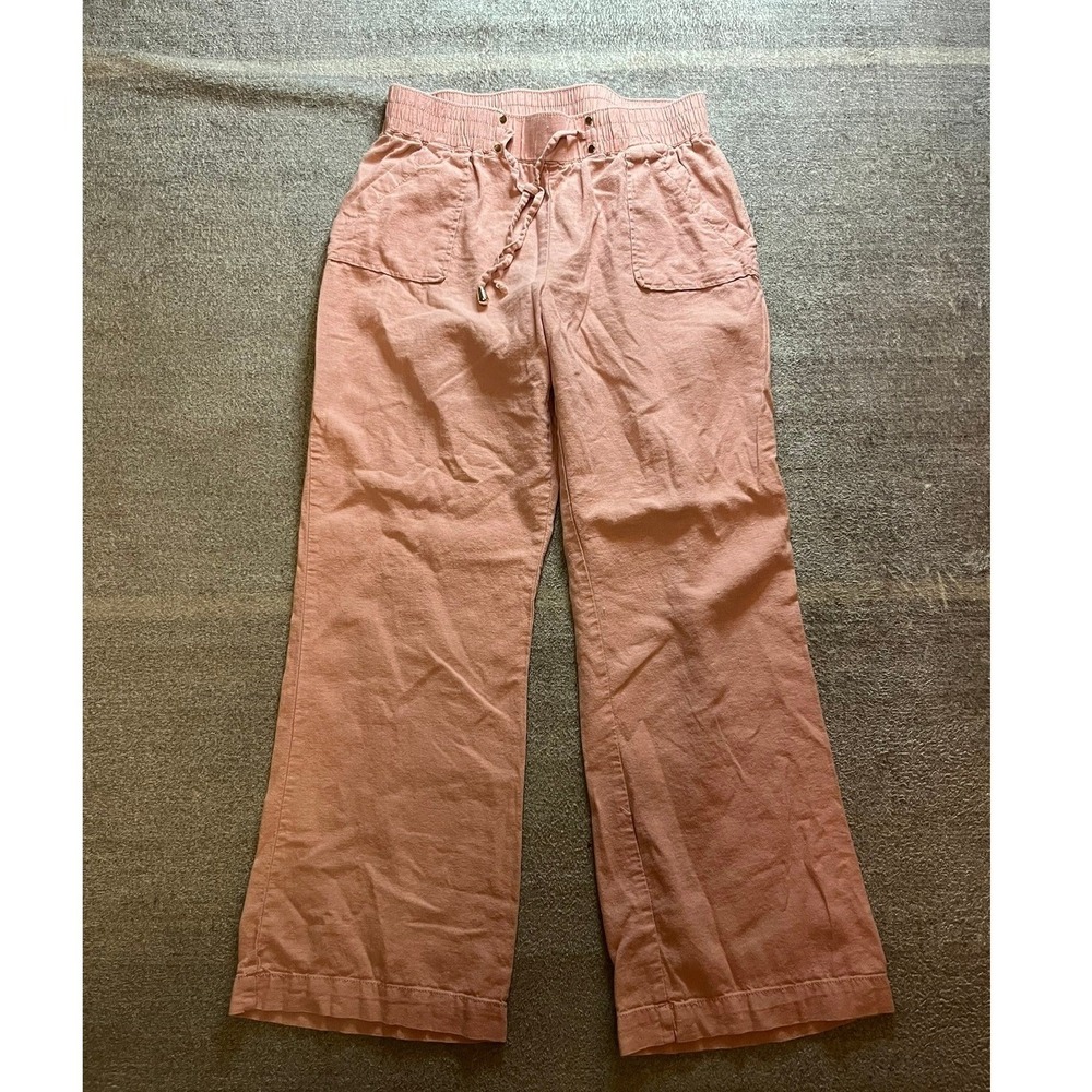 Ci Sono Mauve Linen Blend Wide Leg Drawstring Pants Medium